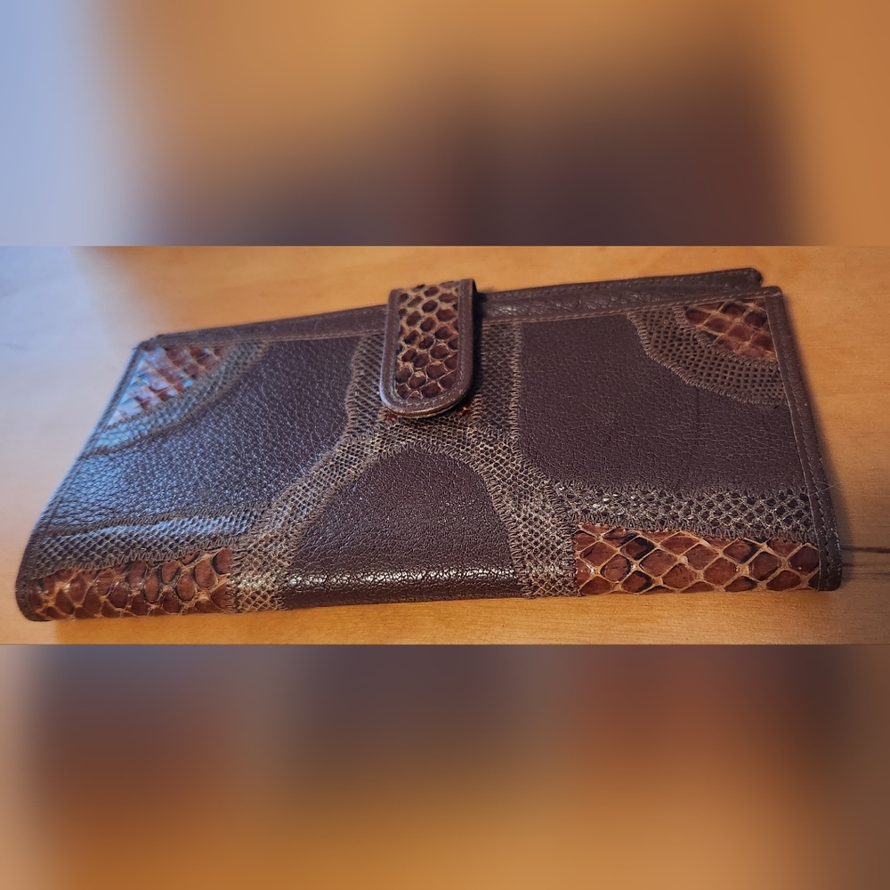 Snakeskin And Leather Patchwork Wallet - image 1